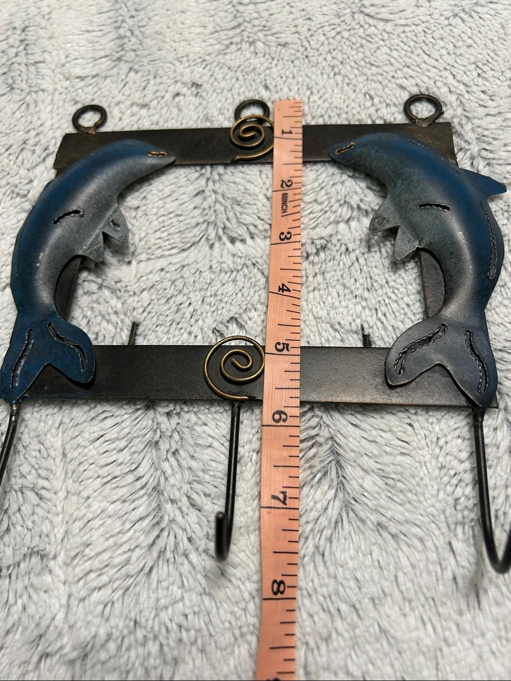 Coastal Blue Dolphin Wall 3 Hook Metal Wall Rack Coastal Wall Hook-Metal Hook